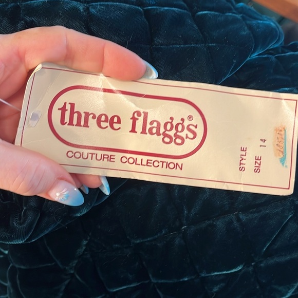 Vintage Edith Flagg Quilted Velvet Jacket NWT Three Flaggs Green Size 14 - Picture 8 of 8